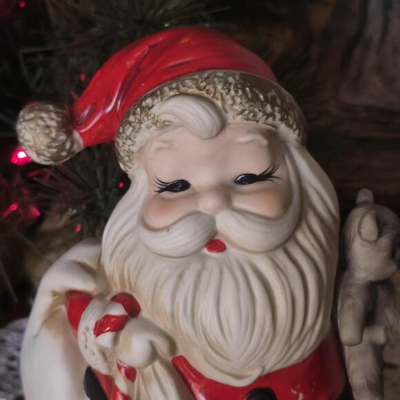 🎄Vintage Porcelain Santa Claus Piggy Bank - 70s Trinket Figurine - Picture 8 of 13